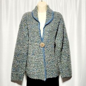 70s Vintage Le Moda Mohair Boucle Knit Cardigan Women's (L) Soft & Comfy